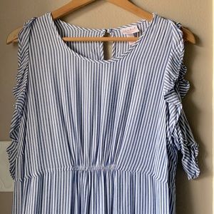 Isabel Maternity by Ingrid & Isabel Striped Asymmetrical Cold Shoulder Dress